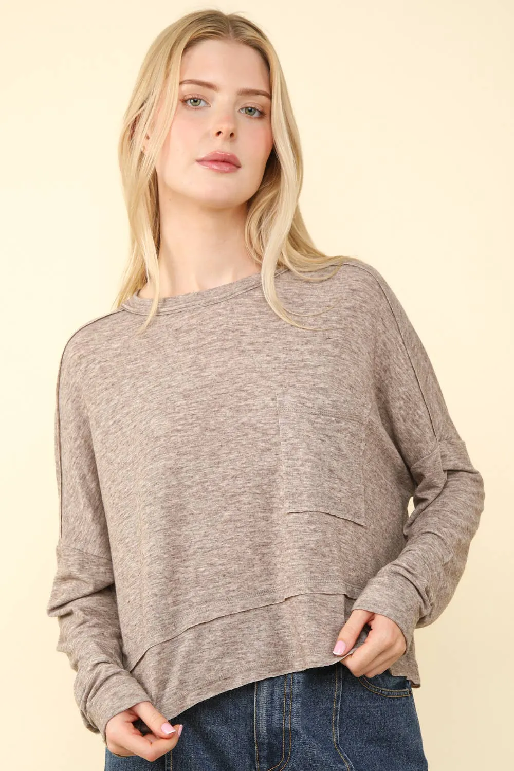 Oversized Casual Knit Top: Mocha