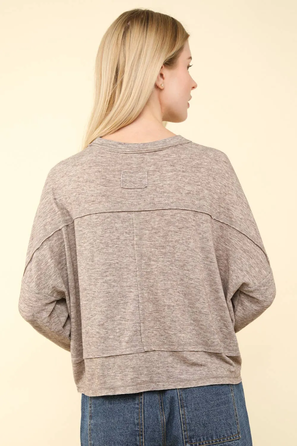 Oversized Casual Knit Top: Mocha
