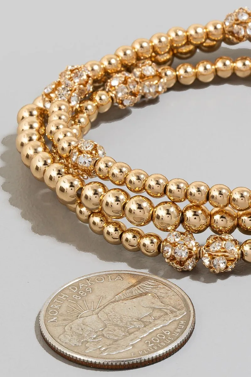 Pavé Ball Beaded Bracelet Set
