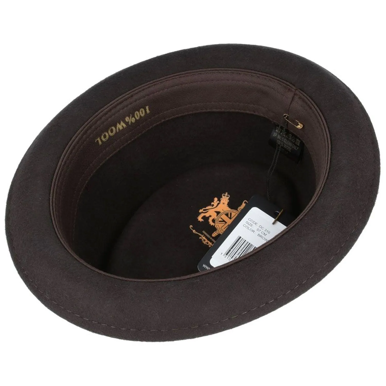 Pork Pie Hat - Handmade In A Diamond Crown Style In Brown - Maz