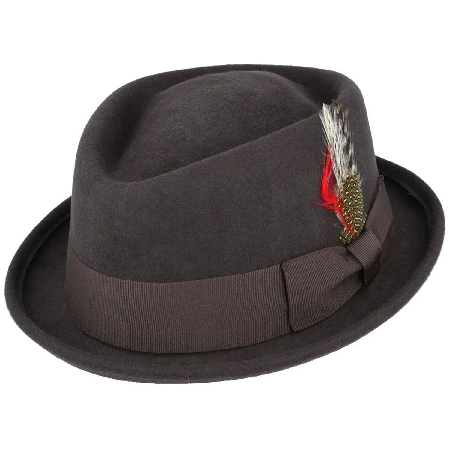 Pork Pie Hat - Handmade In A Diamond Crown Style In Brown - Maz