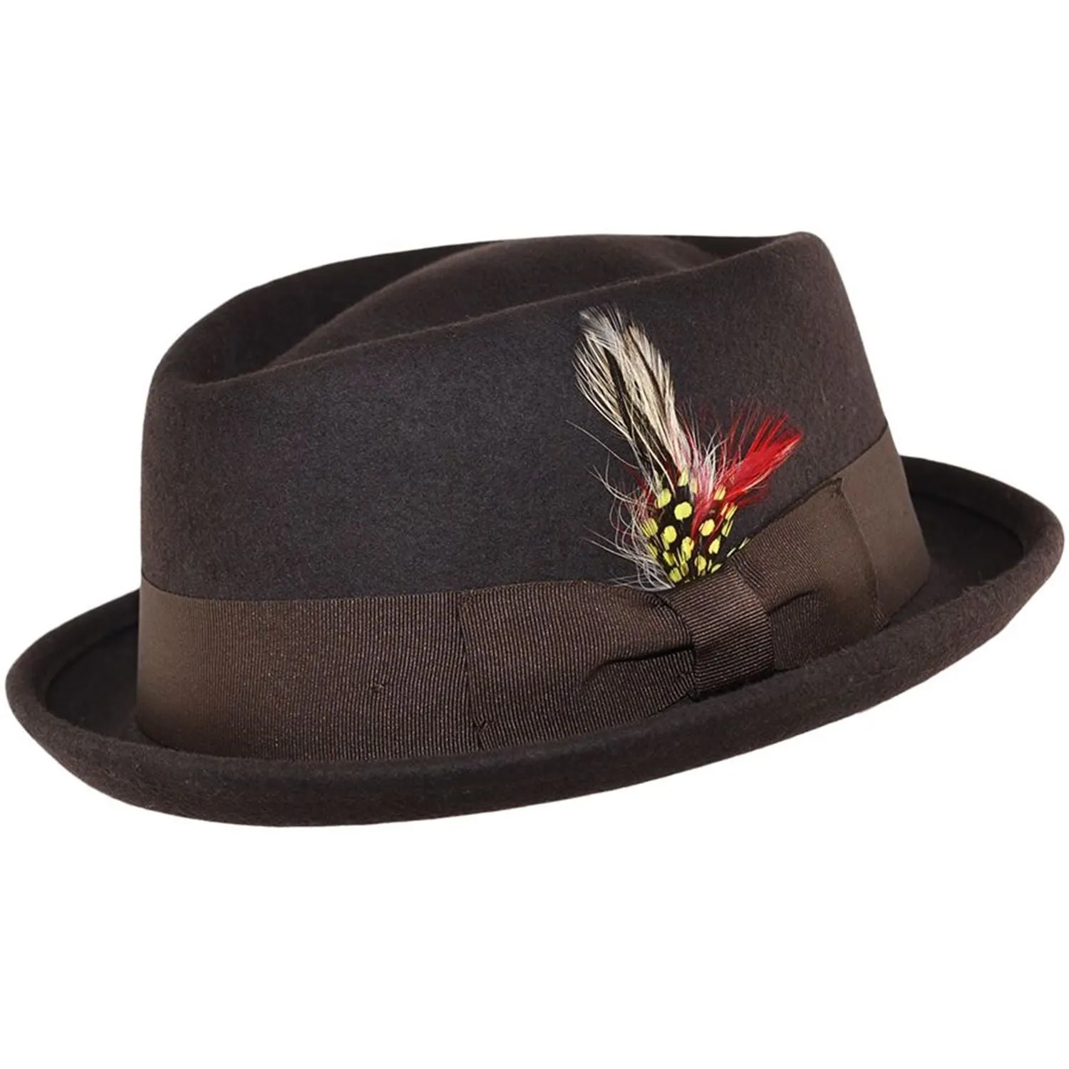 Pork Pie Hat - Handmade In A Diamond Crown Style In Brown - Maz