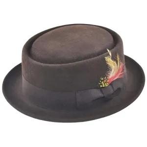 Pork Pie Hat - Handmade Vintage Monk Style In Brown - Maz