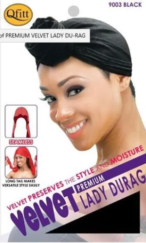PREMIUM VELVET LADY DU-RAG BLACK