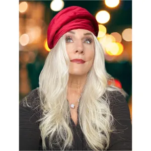 Red Velvet Vintage Turban Hat 1940s 22" Small Head