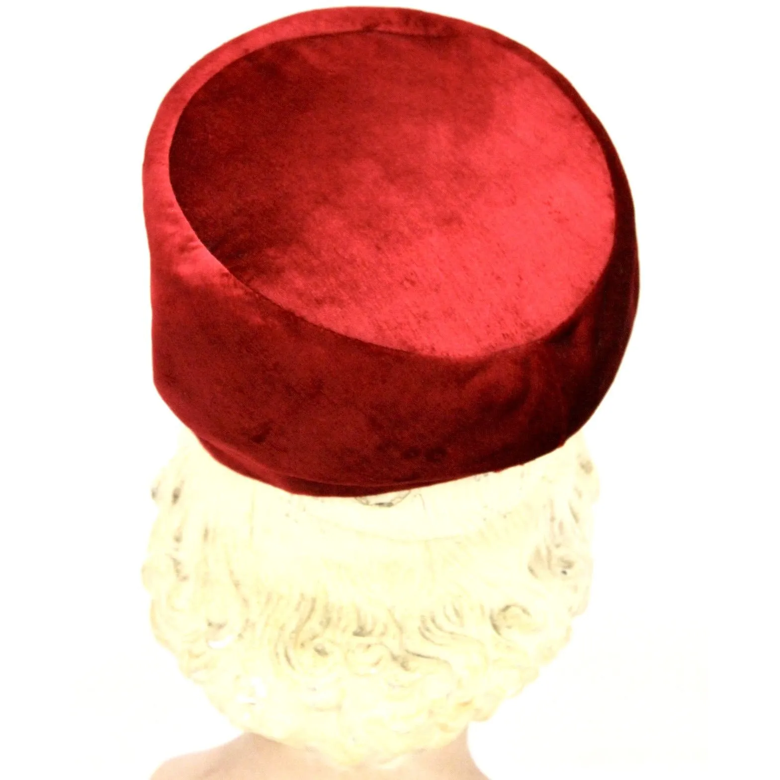 Red Velvet Vintage Turban Hat 1940s 22" Small Head
