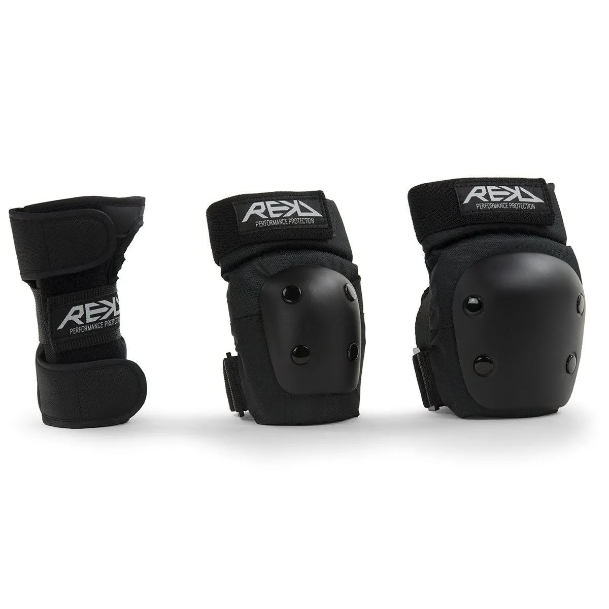 REKD Junior Heavy Duty Skateboard Skate Scooter BMX Triple Pad Set - Black