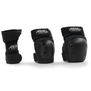 REKD Junior Heavy Duty Skateboard Skate Scooter BMX Triple Pad Set - Black
