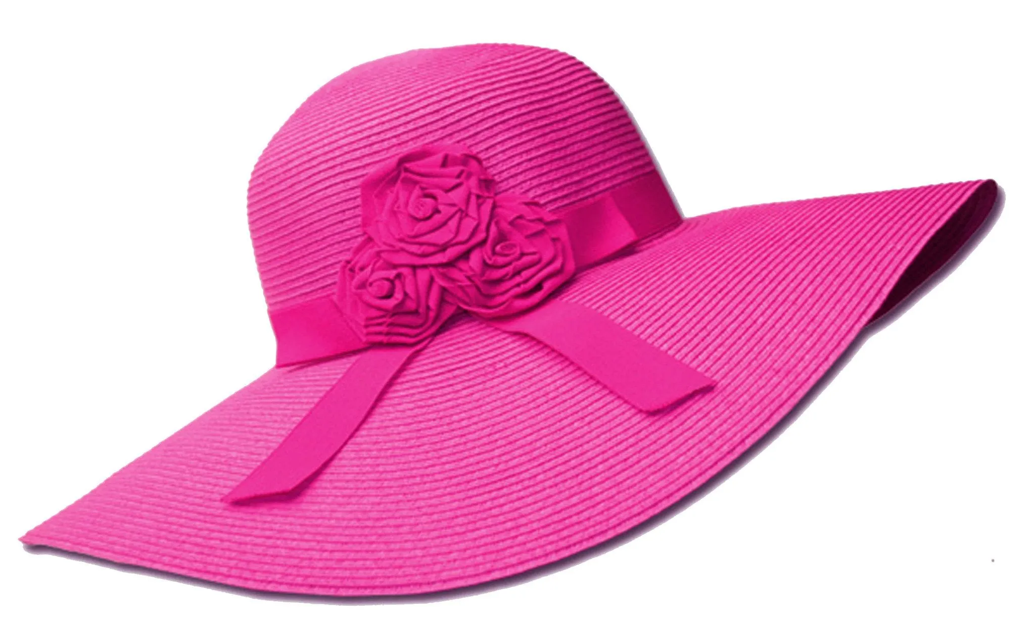 Sakkas Womens UPF 50  100% Paper Straw Ribbon Flower Accent Wide Brim Floppy Hat