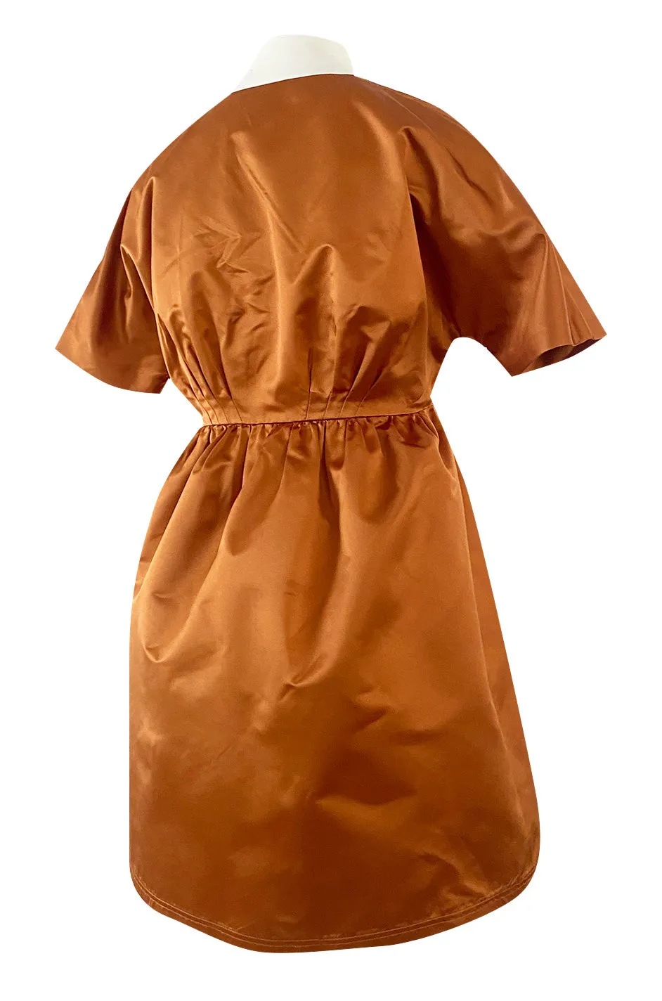 Spring 2007 Prada Burnished Gold Silk Satin Front Knot Plunging Empire Mini Dress