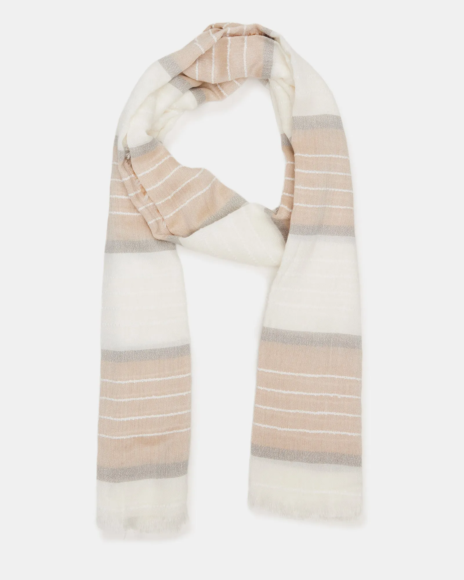 STRIPED OBLONG SCARF NATURAL