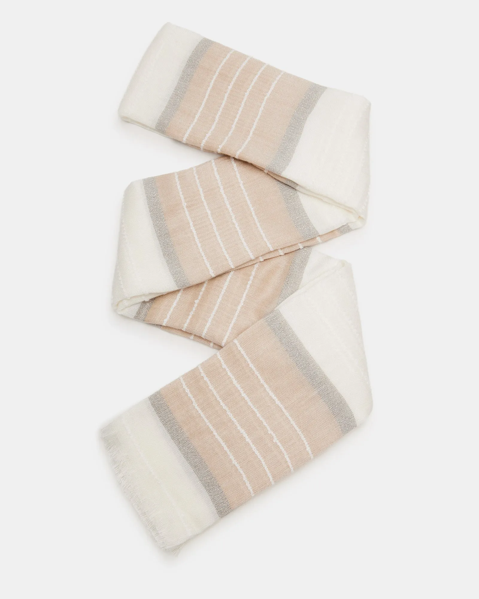 STRIPED OBLONG SCARF NATURAL