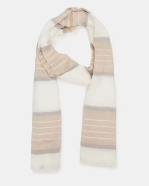 STRIPED OBLONG SCARF NATURAL