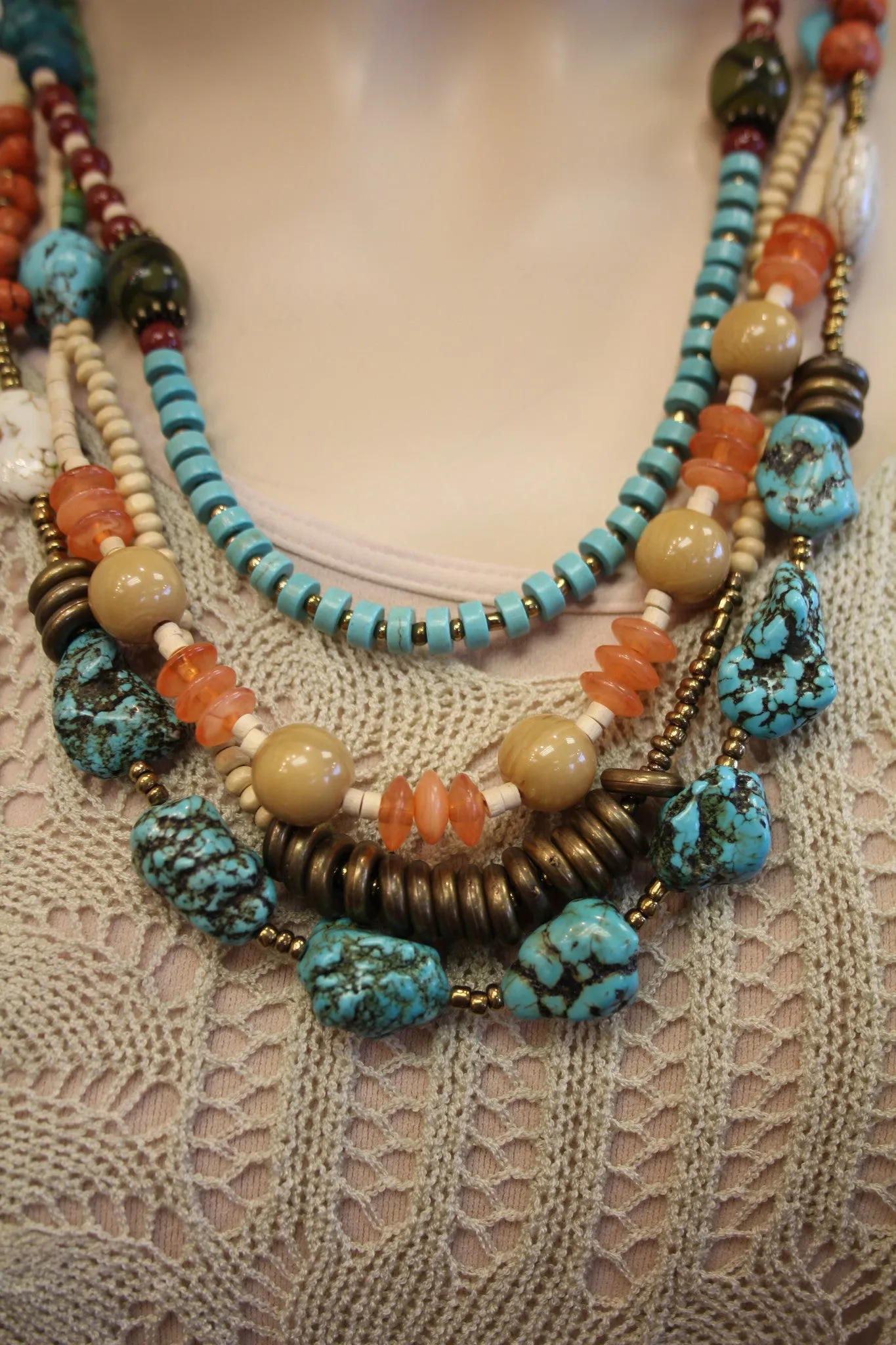 Treska | Four Row Beaded Necklace