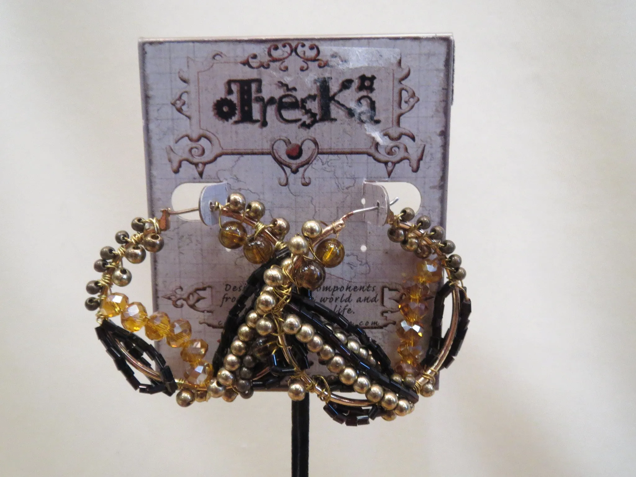 Treska | Leopard Tribal Beaded Hoop Earrings