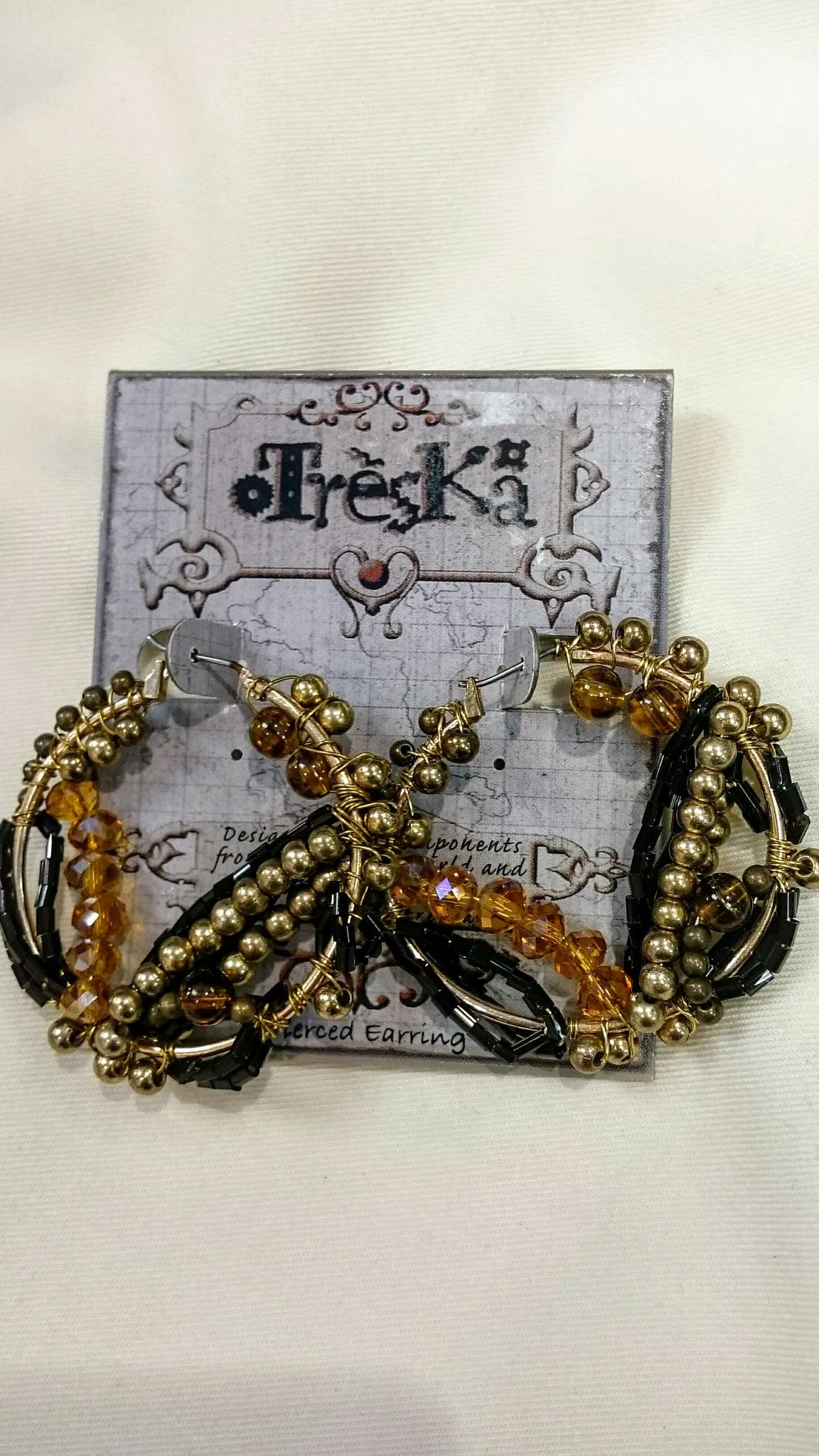 Treska | Leopard Tribal Beaded Hoop Earrings