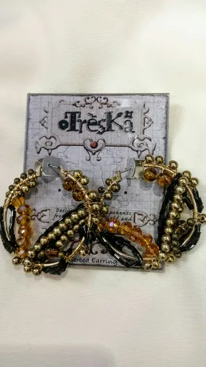 Treska | Leopard Tribal Beaded Hoop Earrings