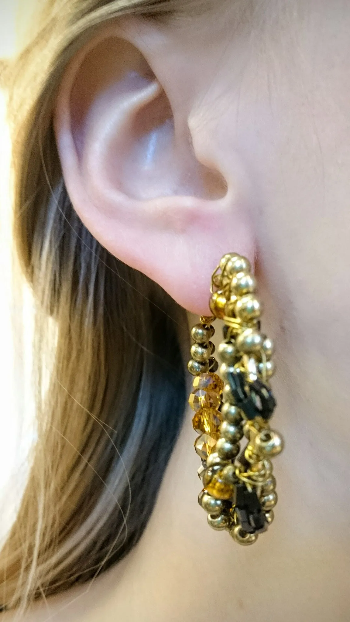 Treska | Leopard Tribal Beaded Hoop Earrings