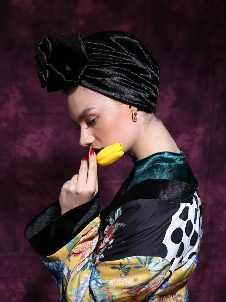 Turban wrap in  black