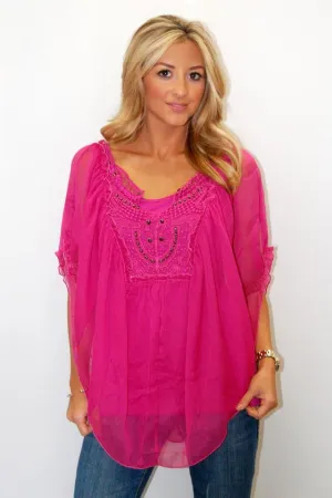 Urban Mango | Pink Butterfly Sleeve Blouse