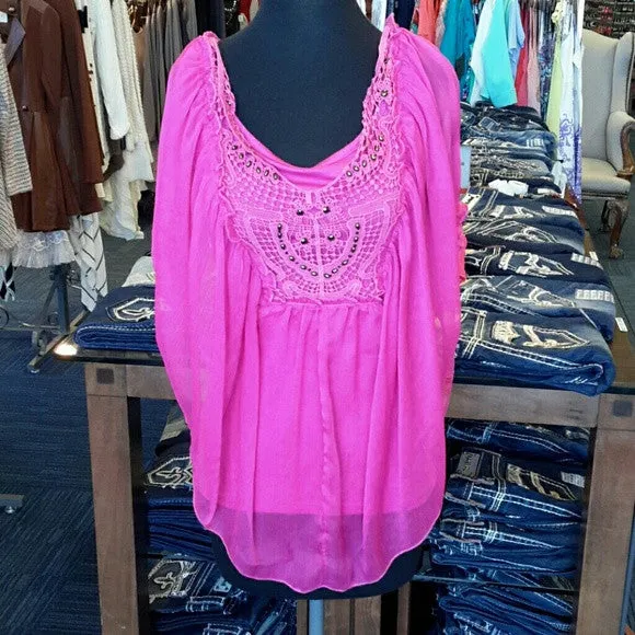 Urban Mango | Pink Butterfly Sleeve Blouse