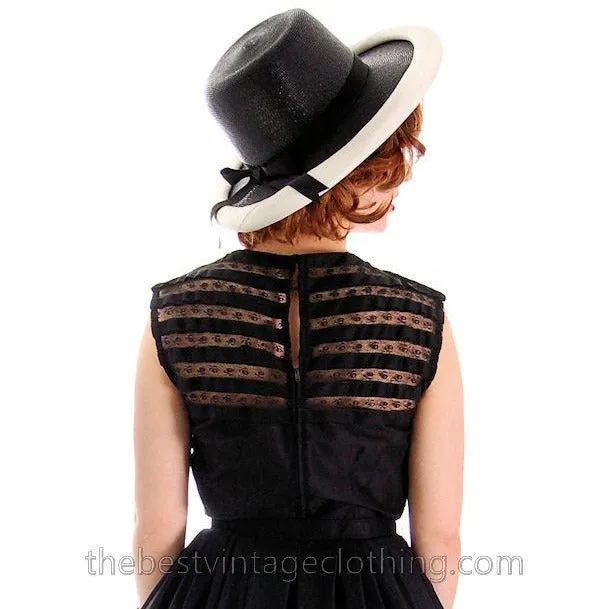 Vintage Straw Hat Wide Brim Audrey Hepburn Style 1950s Fashion Guild