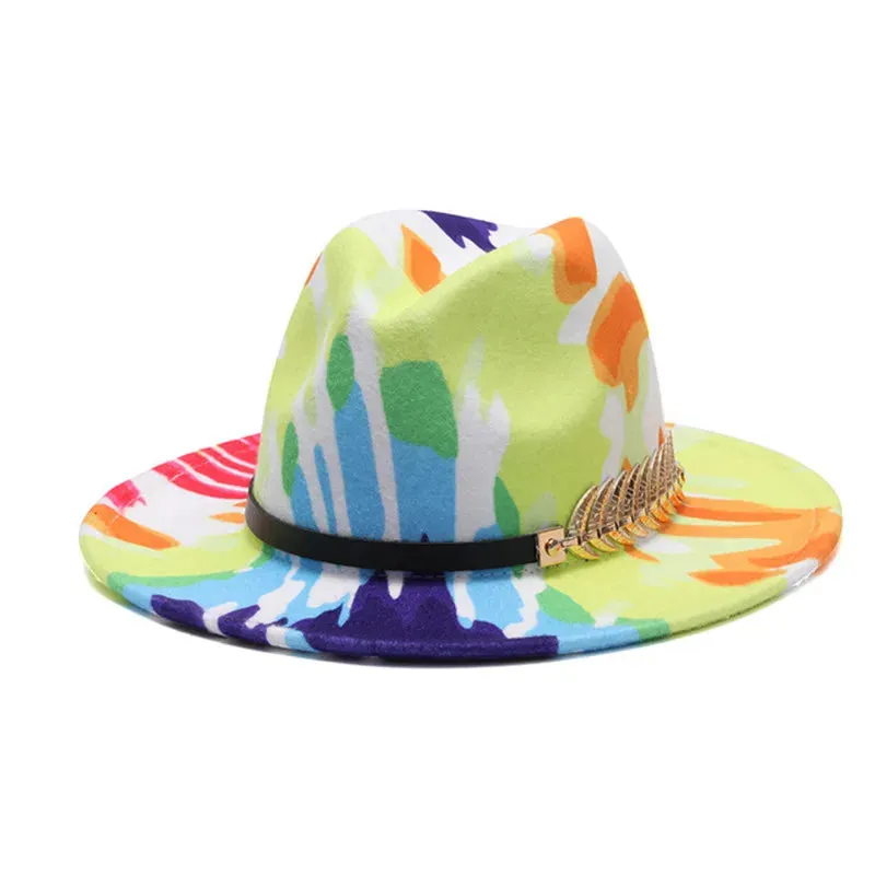 Wide Brim Fedora Tie Dyed Panama Hat