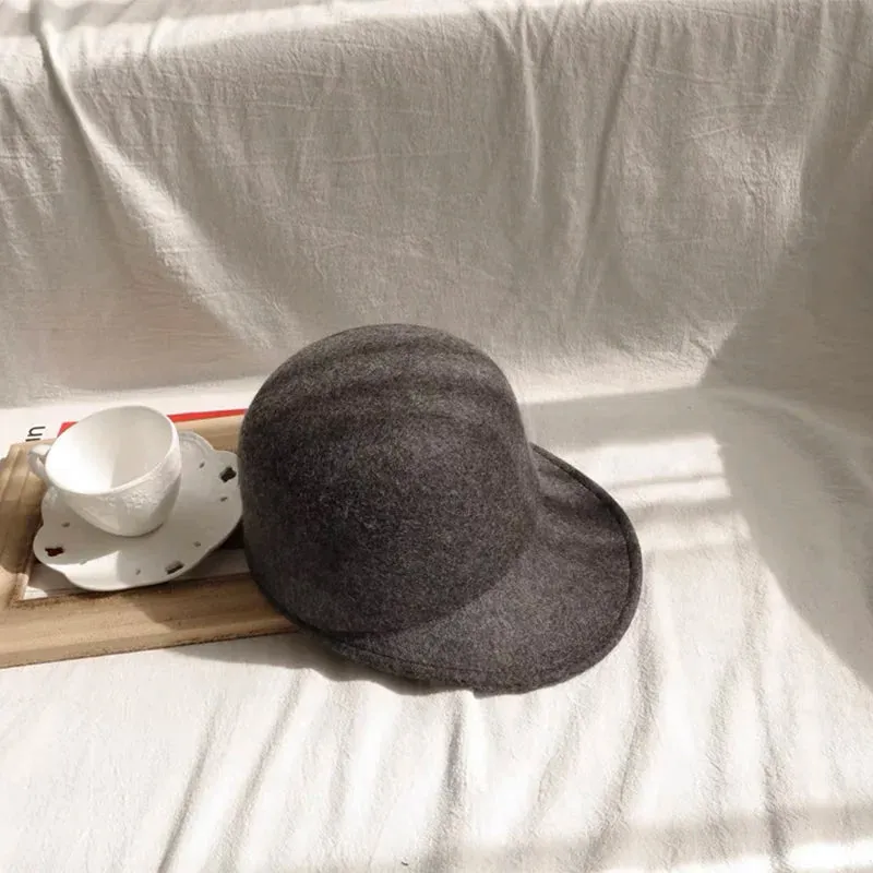 Winter Fedora Hat for Women, Flat Top Wool British Casual Hat