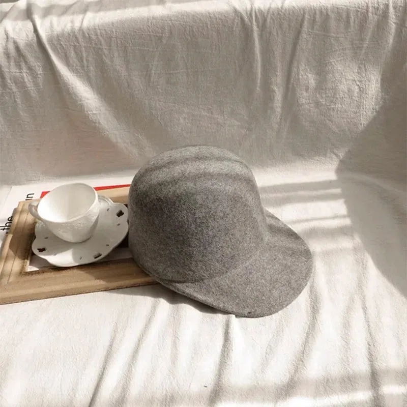 Winter Fedora Hat for Women, Flat Top Wool British Casual Hat