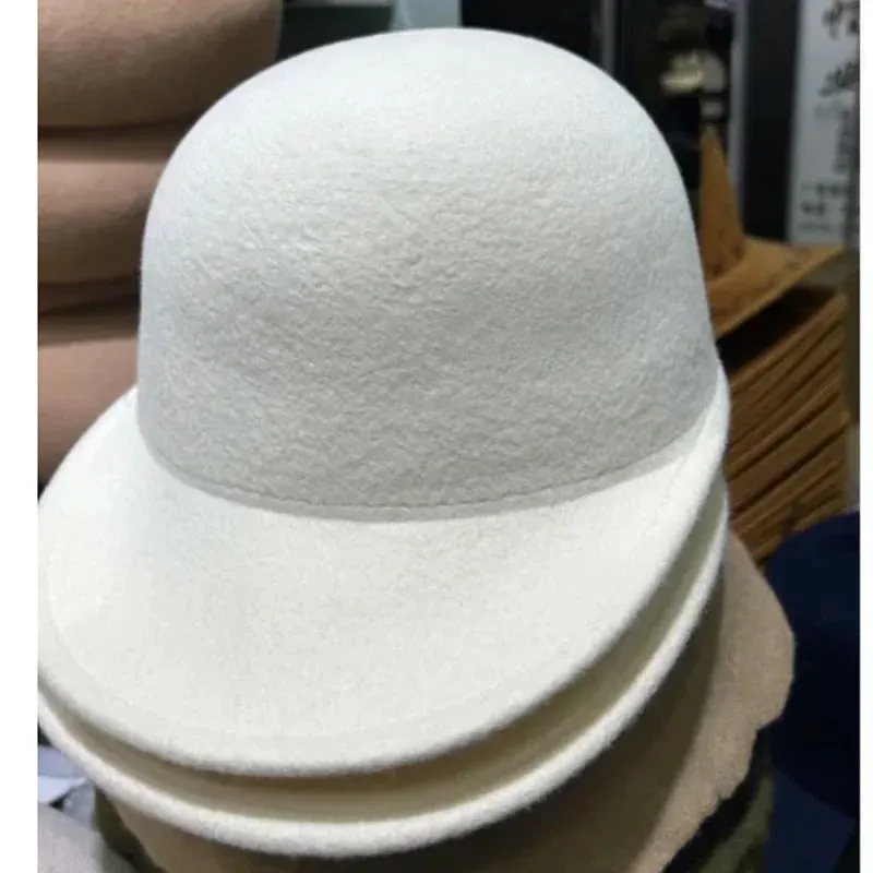 Winter Fedora Hat for Women, Flat Top Wool British Casual Hat