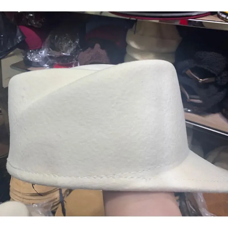 Winter Fedora Hat for Women, Flat Top Wool British Casual Hat