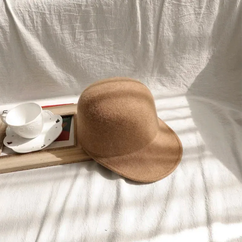 Winter Fedora Hat for Women, Flat Top Wool British Casual Hat