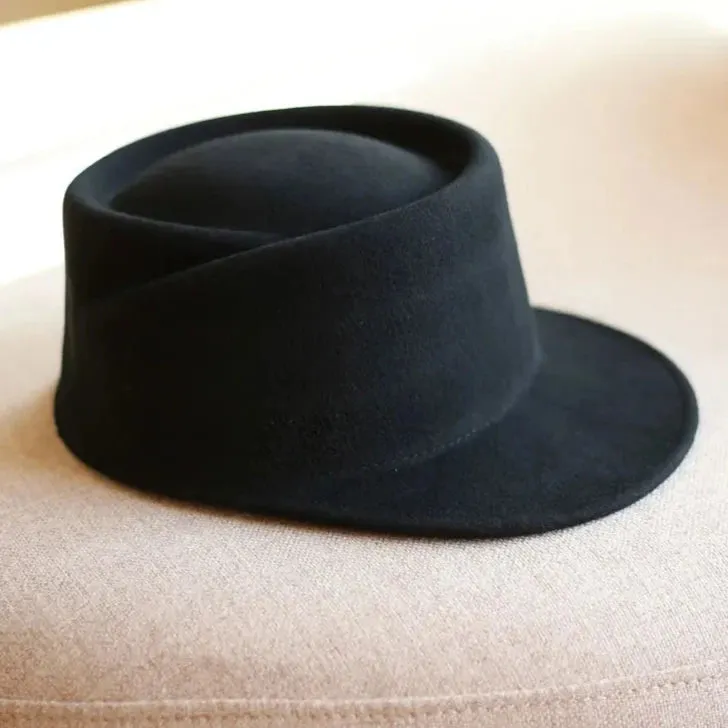 Winter Fedora Hat for Women, Flat Top Wool British Casual Hat