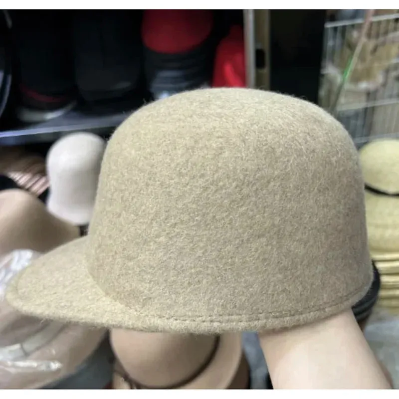 Winter Fedora Hat for Women, Flat Top Wool British Casual Hat