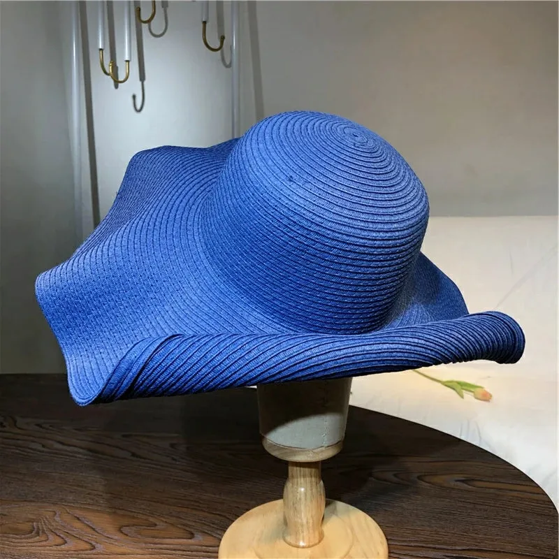 Women 15cm Wide Brim Sun Hat Summer Travel Floppy Straw Hat Female Outdoor Vacation Roll Up UPF50  Oversized Foldable Beach Hat