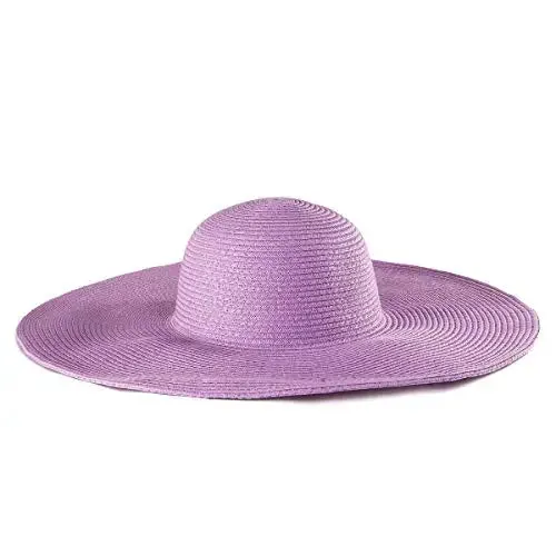 Women 15cm Wide Brim Sun Hat Summer Travel Floppy Straw Hat Female Outdoor Vacation Roll Up UPF50  Oversized Foldable Beach Hat