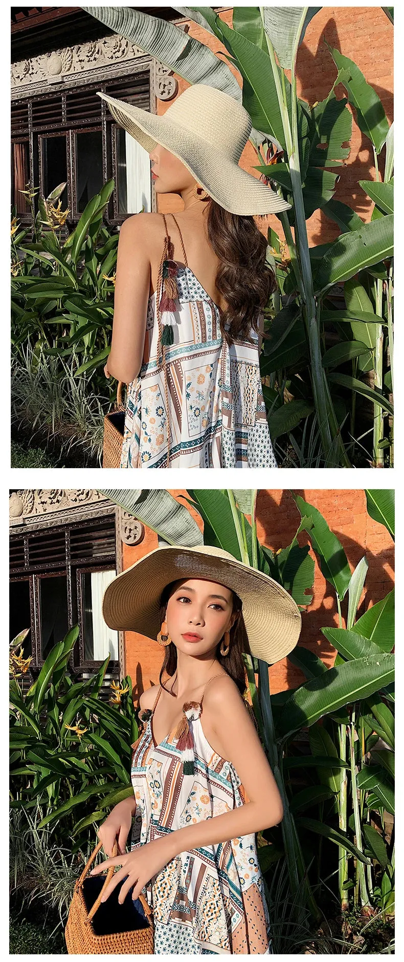 Women 15cm Wide Brim Sun Hat Summer Travel Floppy Straw Hat Female Outdoor Vacation Roll Up UPF50  Oversized Foldable Beach Hat