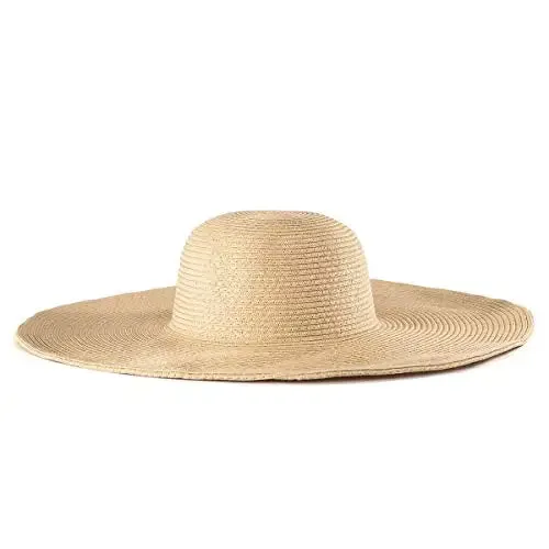 Women 15cm Wide Brim Sun Hat Summer Travel Floppy Straw Hat Female Outdoor Vacation Roll Up UPF50  Oversized Foldable Beach Hat