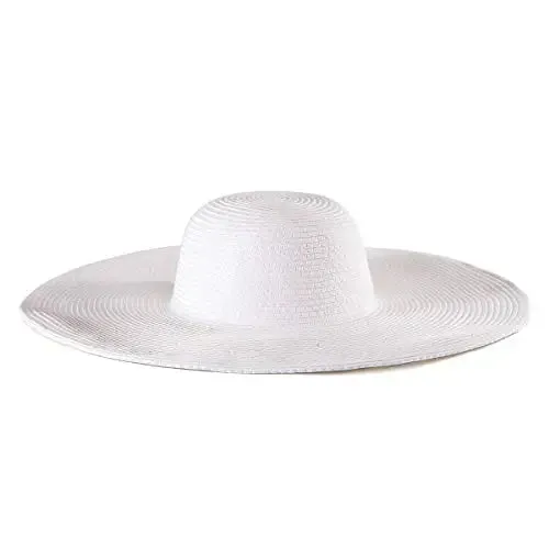 Women 15cm Wide Brim Sun Hat Summer Travel Floppy Straw Hat Female Outdoor Vacation Roll Up UPF50  Oversized Foldable Beach Hat