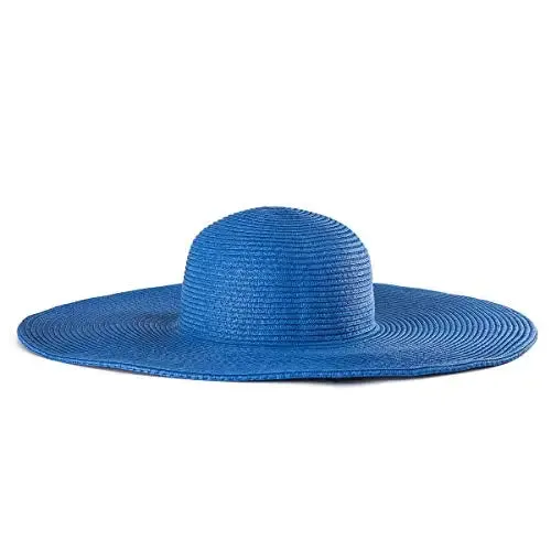 Women 15cm Wide Brim Sun Hat Summer Travel Floppy Straw Hat Female Outdoor Vacation Roll Up UPF50  Oversized Foldable Beach Hat
