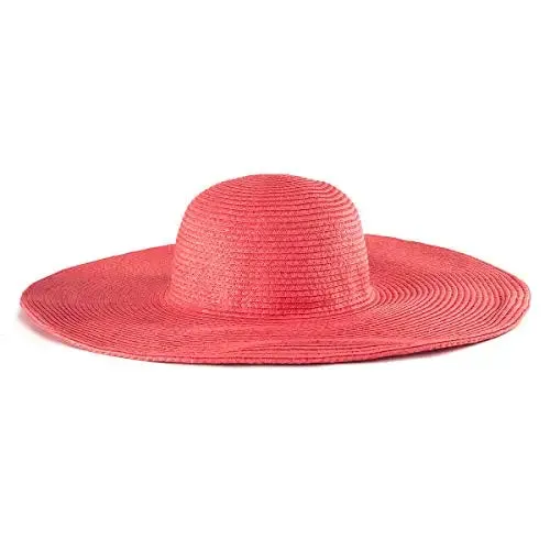Women 15cm Wide Brim Sun Hat Summer Travel Floppy Straw Hat Female Outdoor Vacation Roll Up UPF50  Oversized Foldable Beach Hat