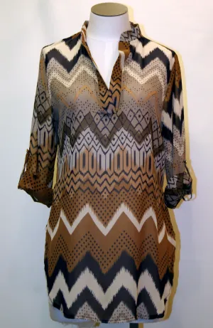 Yahada | Sheer Tunic Top Navy